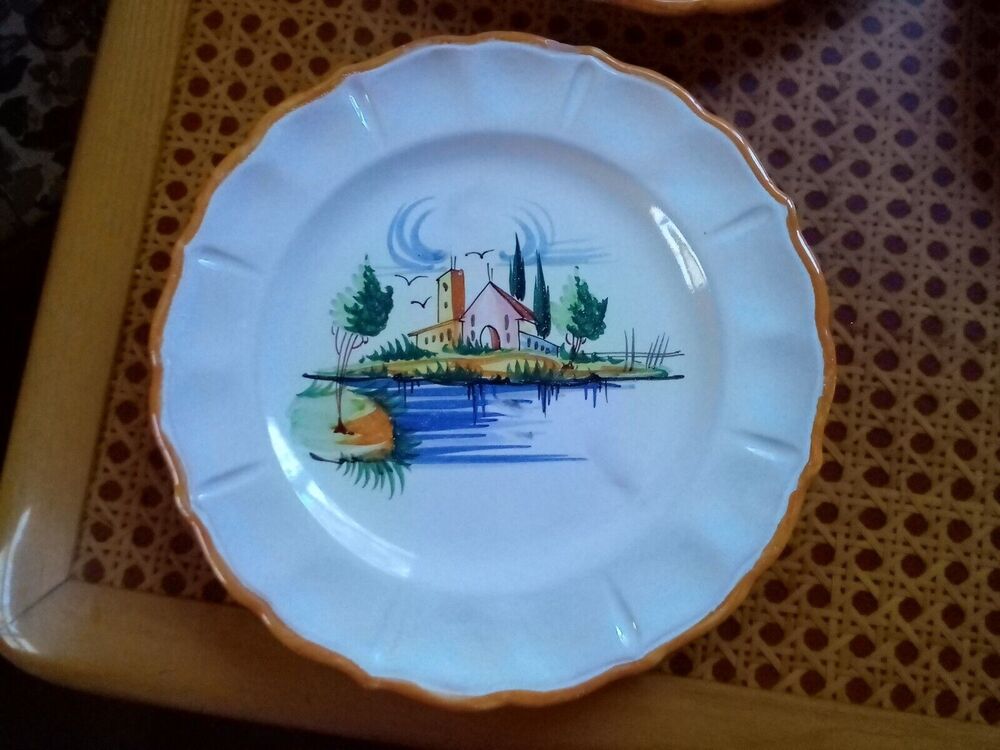 Vtg Italian Pottery Ceramic burnt orange with Wavy Rim Tuscan Home Plate